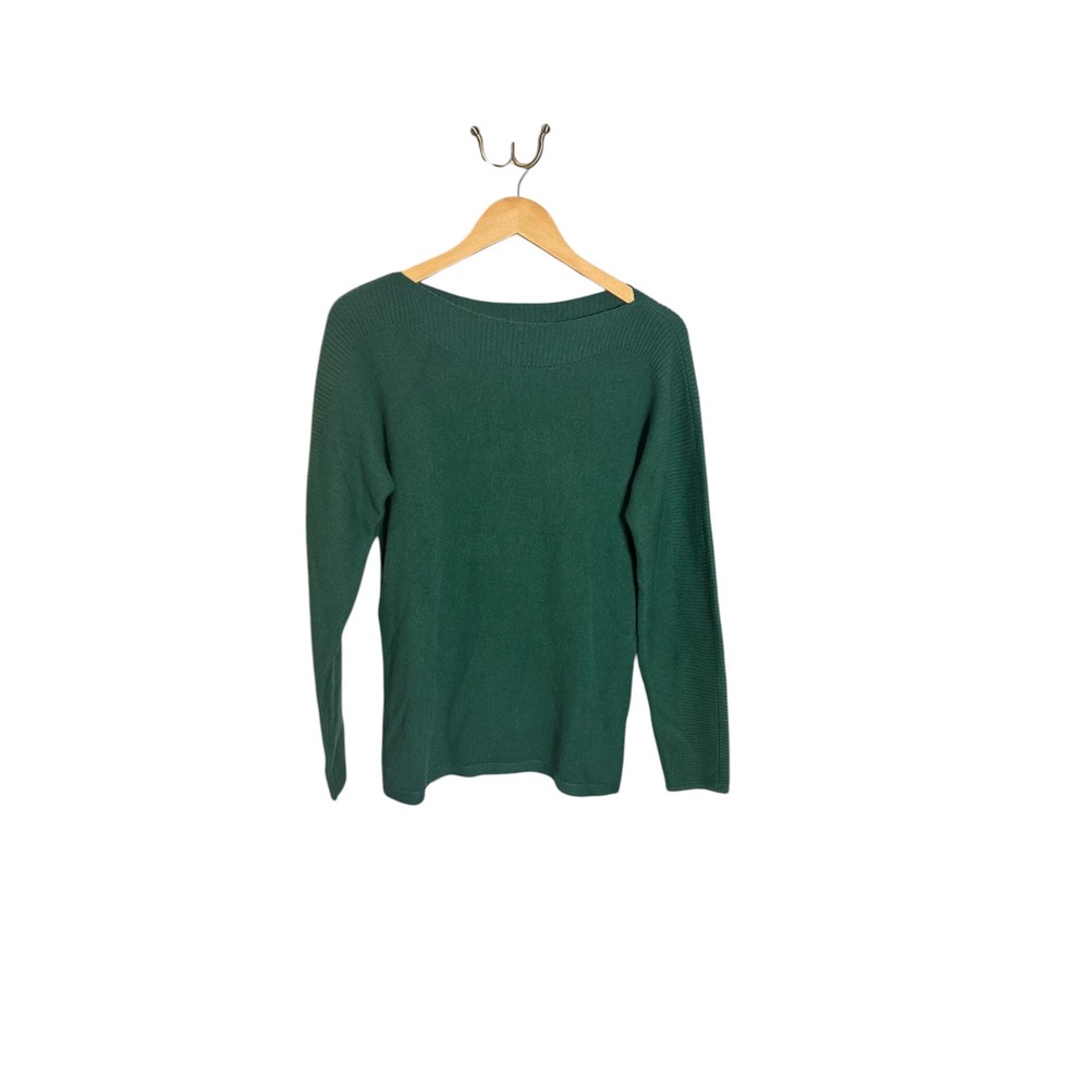 NWT Talbots Women's Sweater Ribbed Knit Boat Neck Green Long Sleeve Pullover